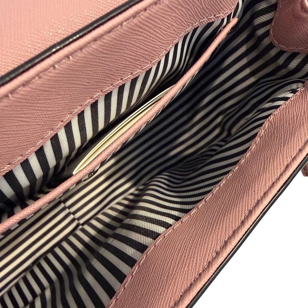 Kate Spade Laurel Way Carsen Leather Crossbody Saddle Bag Dusty Pink Mauve Gold - Picture 3 of 11